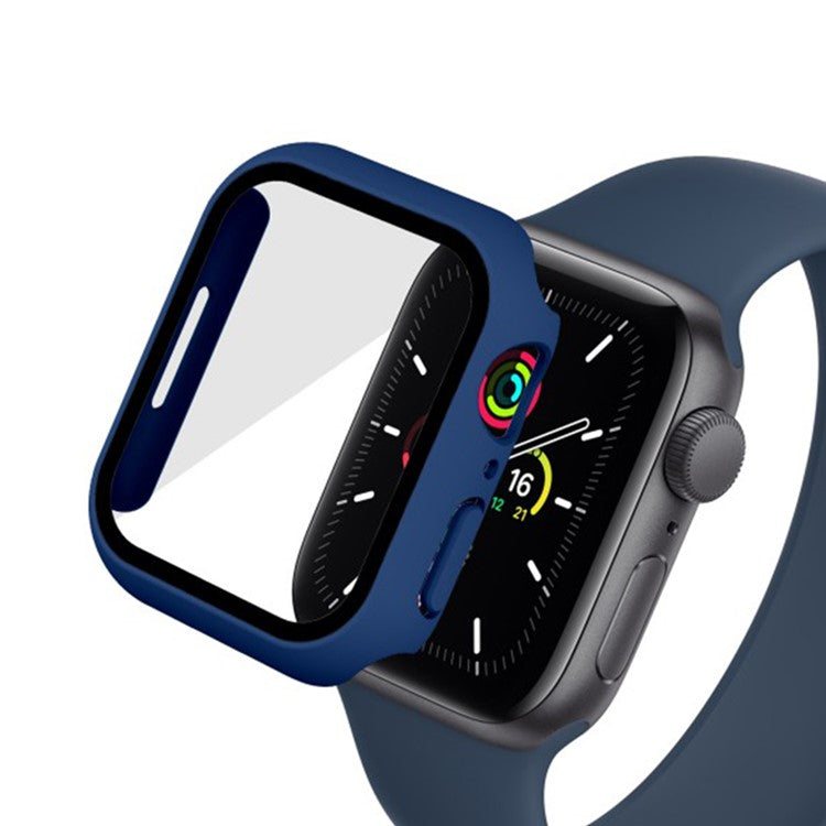 För Apple Watch Series 9/8/7 41 mm 2-i-1 hård PC-ram Vattentätt fodral med skärmskydd i härdat glas