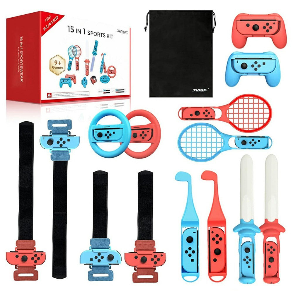 DOBE FOMIS ELECTRONICS TNS-3152 15-in-1 Sports Kit for Nintendo Switch  /  Switch OLED Joy-Con Sports Accessories Gaming Controller Set