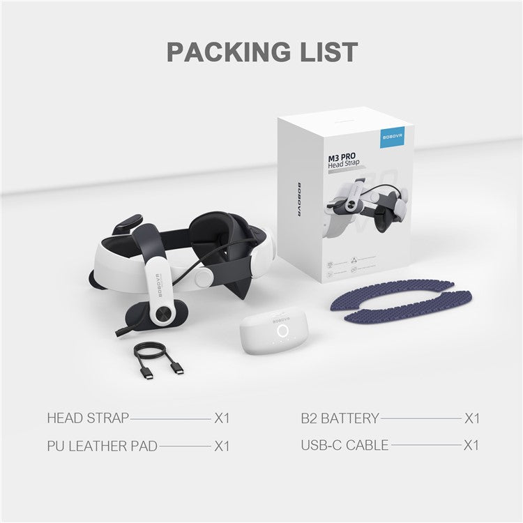 BOBOVR M3 Pro For Meta Quest 3S / 3 VR Headset Head Strap 5200mAh Battery Pack Headband