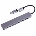 2218TU 8 in 1 USB Hub Adapter USB / Type-C to USB3.0 + 3 USB 2.0 + USB-C + SD / TF + 3.5mm Docking Station
