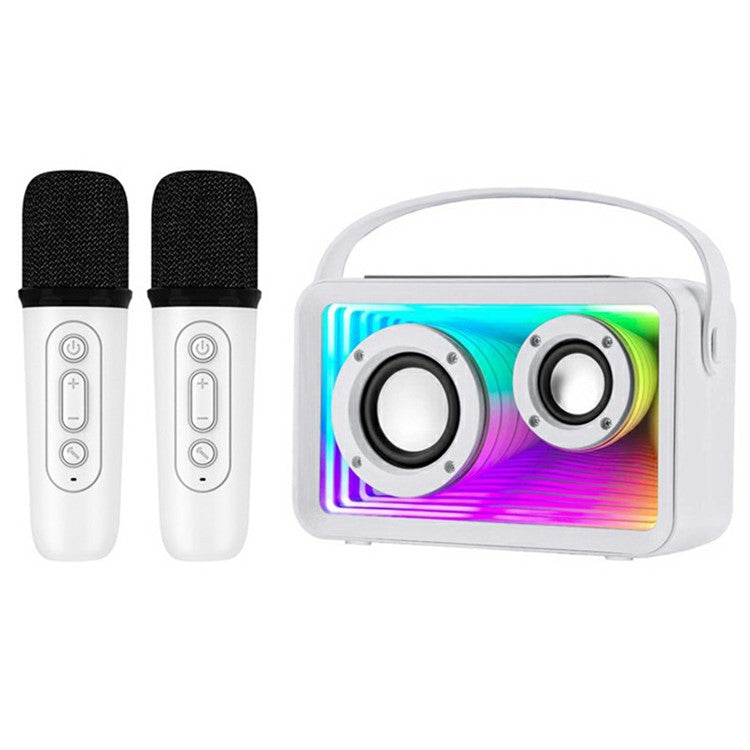 Y15 RGB Lighting Outdoor Mini Bluetooth-compatible Karaoke Speaker with 2 Microphone