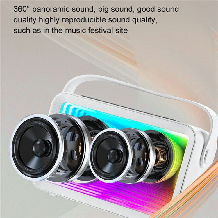 Y15 RGB Lighting Outdoor Mini Bluetooth-compatible Karaoke Speaker with 2 Microphone