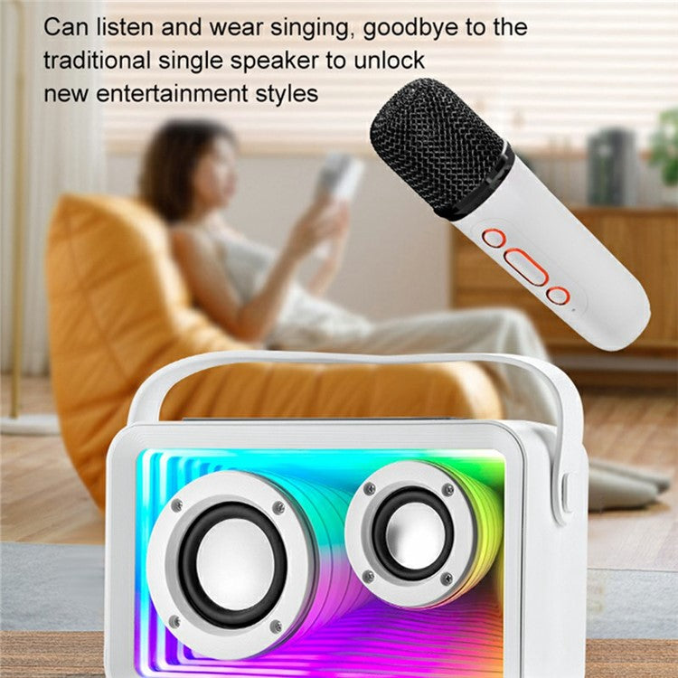 Y15 RGB Lighting Outdoor Mini Bluetooth-compatible Karaoke Speaker with 2 Microphone