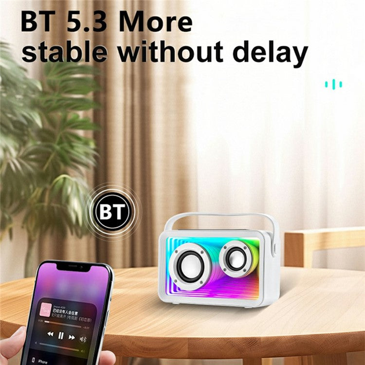 Y15 RGB Lighting Outdoor Mini Bluetooth-compatible Karaoke Speaker with 2 Microphone