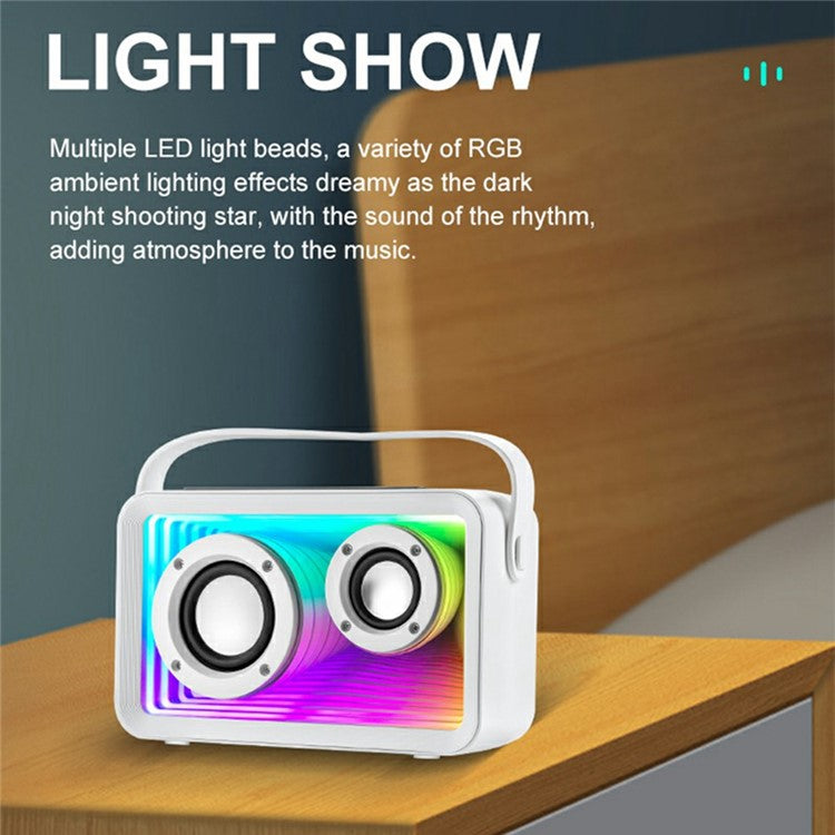 Y15 RGB Lighting Outdoor Mini Bluetooth-compatible Karaoke Speaker with 2 Microphone