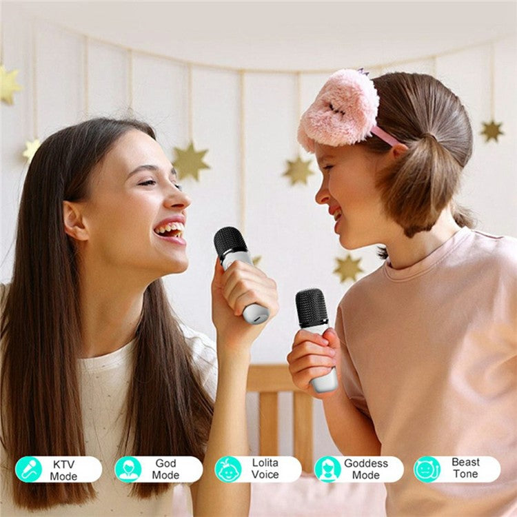 Y15 RGB Lighting Outdoor Mini Bluetooth-compatible Karaoke Speaker with 2 Microphone