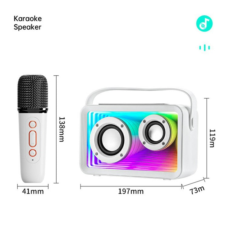 Y15 RGB Lighting Outdoor Mini Bluetooth-compatible Karaoke Speaker with 2 Microphone