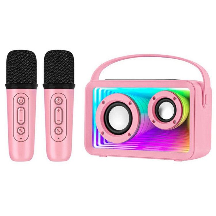 Y15 RGB Lighting Outdoor Mini Bluetooth-compatible Karaoke Speaker with 2 Microphone