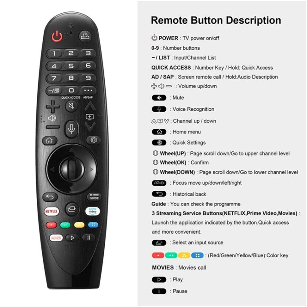 AKB75855501 For LG TV Remote Control Infrared Voice Air Mouse Function 10m Range Controller