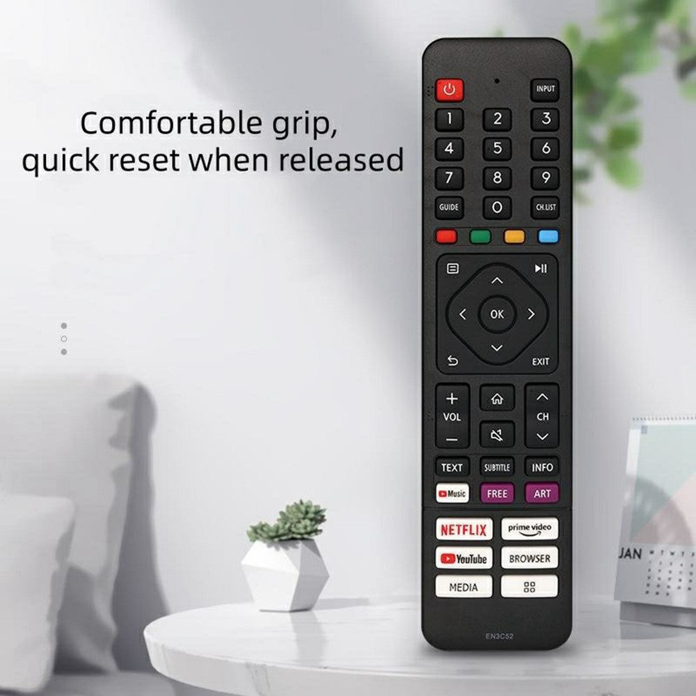 EN3C52 IR Remote Control for Hisense TV Ergonomic Infrared Wireless Replacement Television Controller
