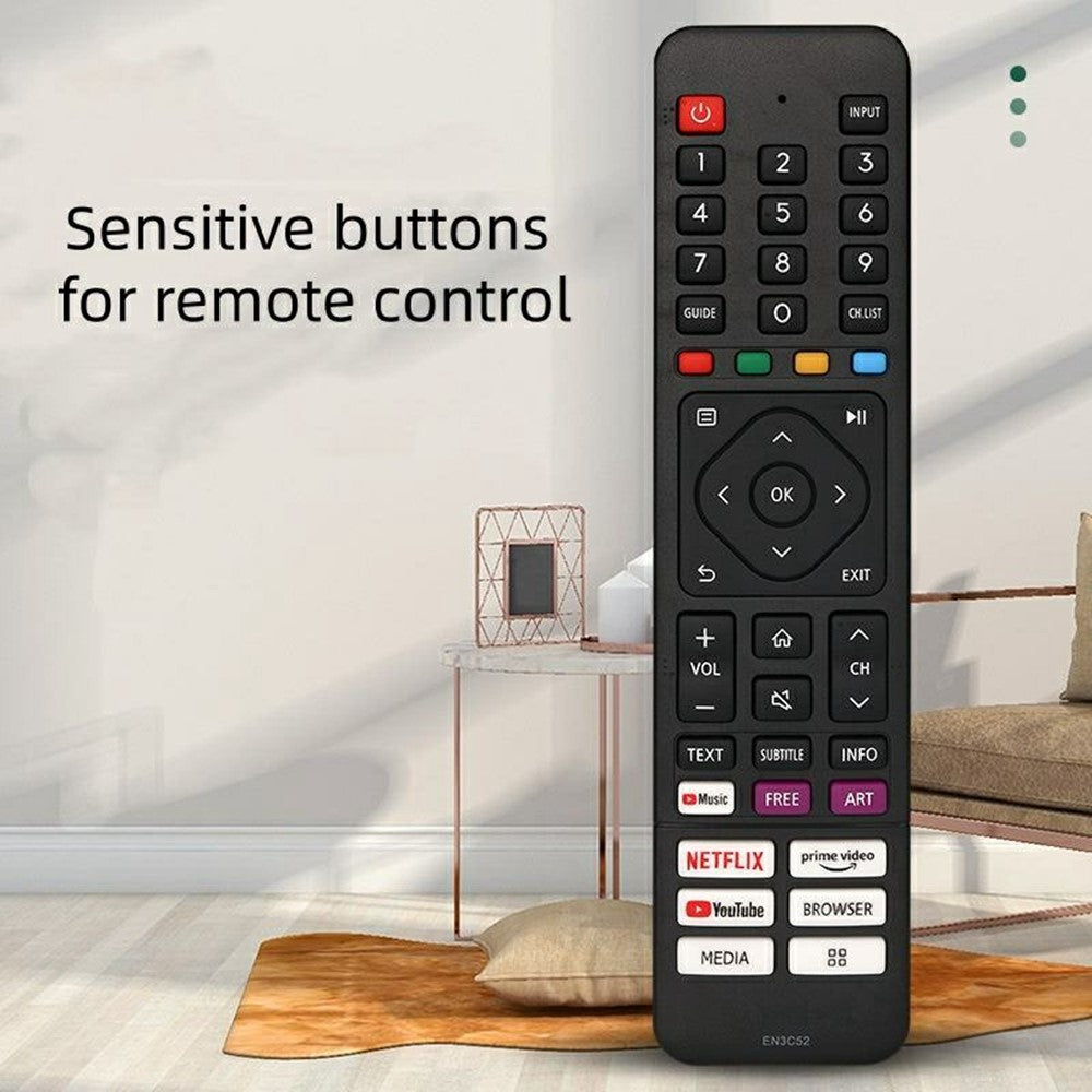 EN3C52 IR Remote Control for Hisense TV Ergonomic Infrared Wireless Replacement Television Controller