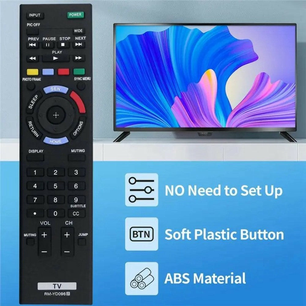 RM-YD096 Television Remote Control for Sony TV Ergonomic Infrared IR Wireless Replacement Controller