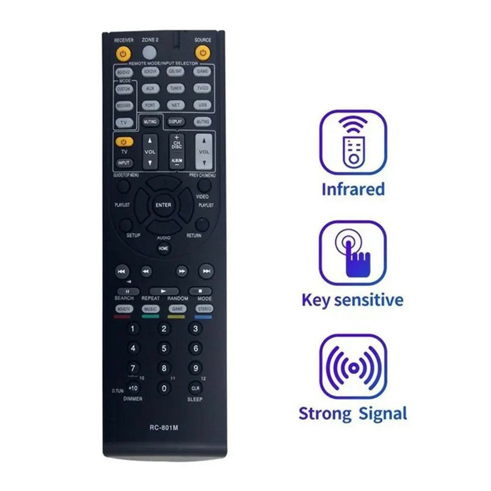 RC-801M IR Remote Control for Onkyo AV Receiver Ergonomic Infrared Wireless Replacement Controller