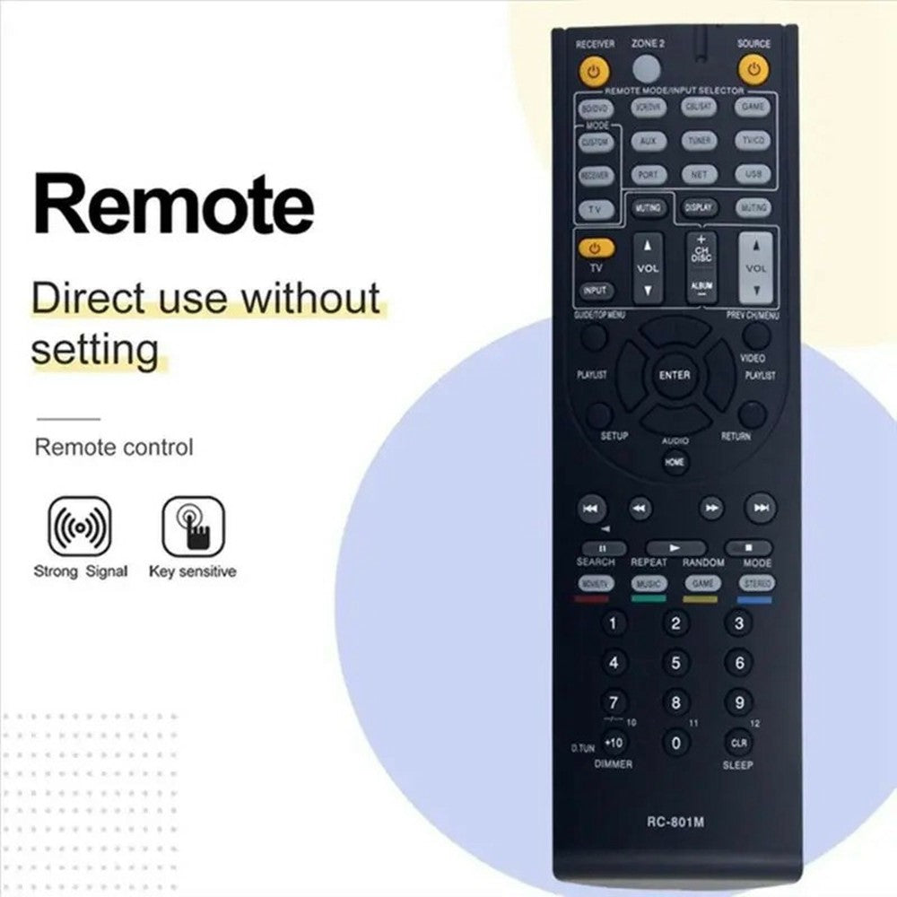 RC-801M IR Remote Control for Onkyo AV Receiver Ergonomic Infrared Wireless Replacement Controller