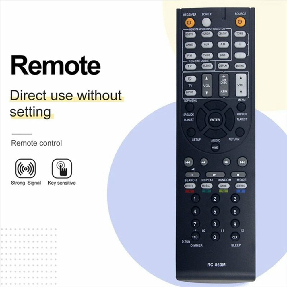 RC-863M Infrared Remote Control for Onkyo AV Receiver Ergonomic IR Wireless Replacement Controller
