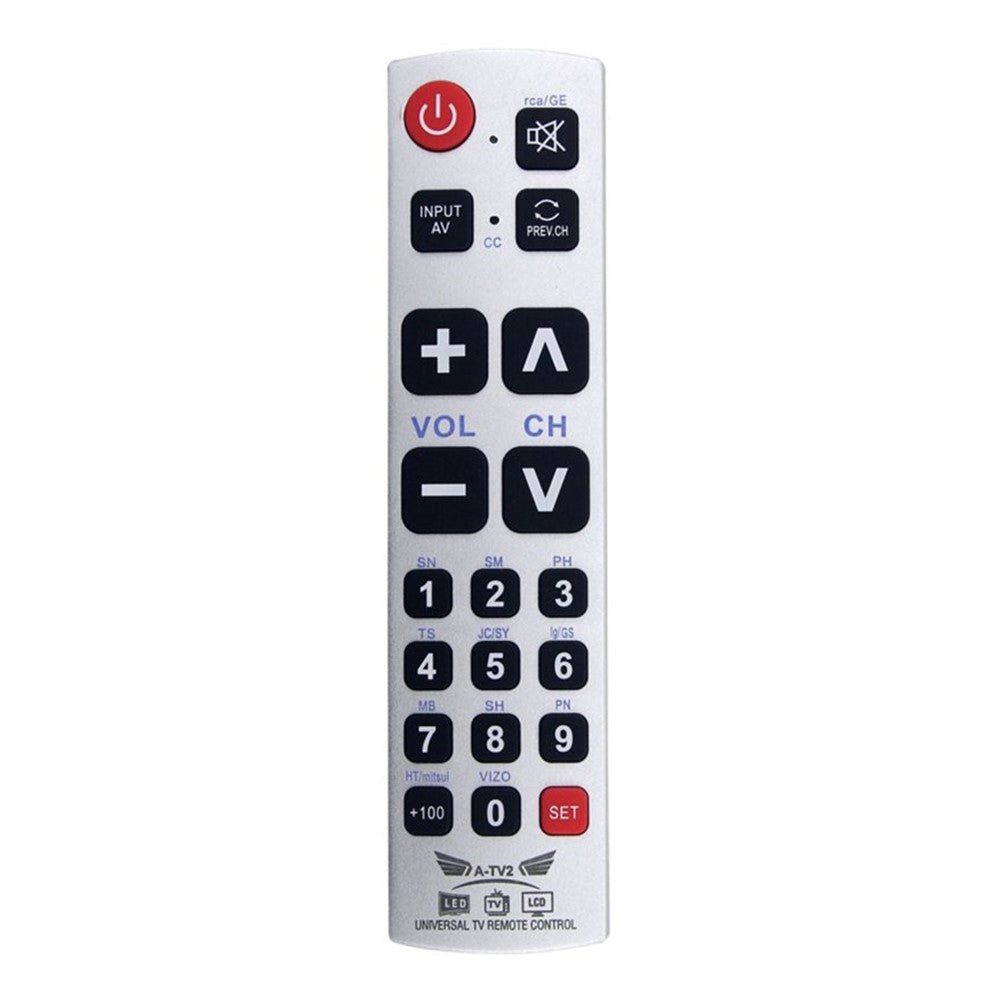 A-TV2 Universal Remote Control for Philips / Panasonic / Samsung / LG / Sharp TV Large Button Infrared Controller