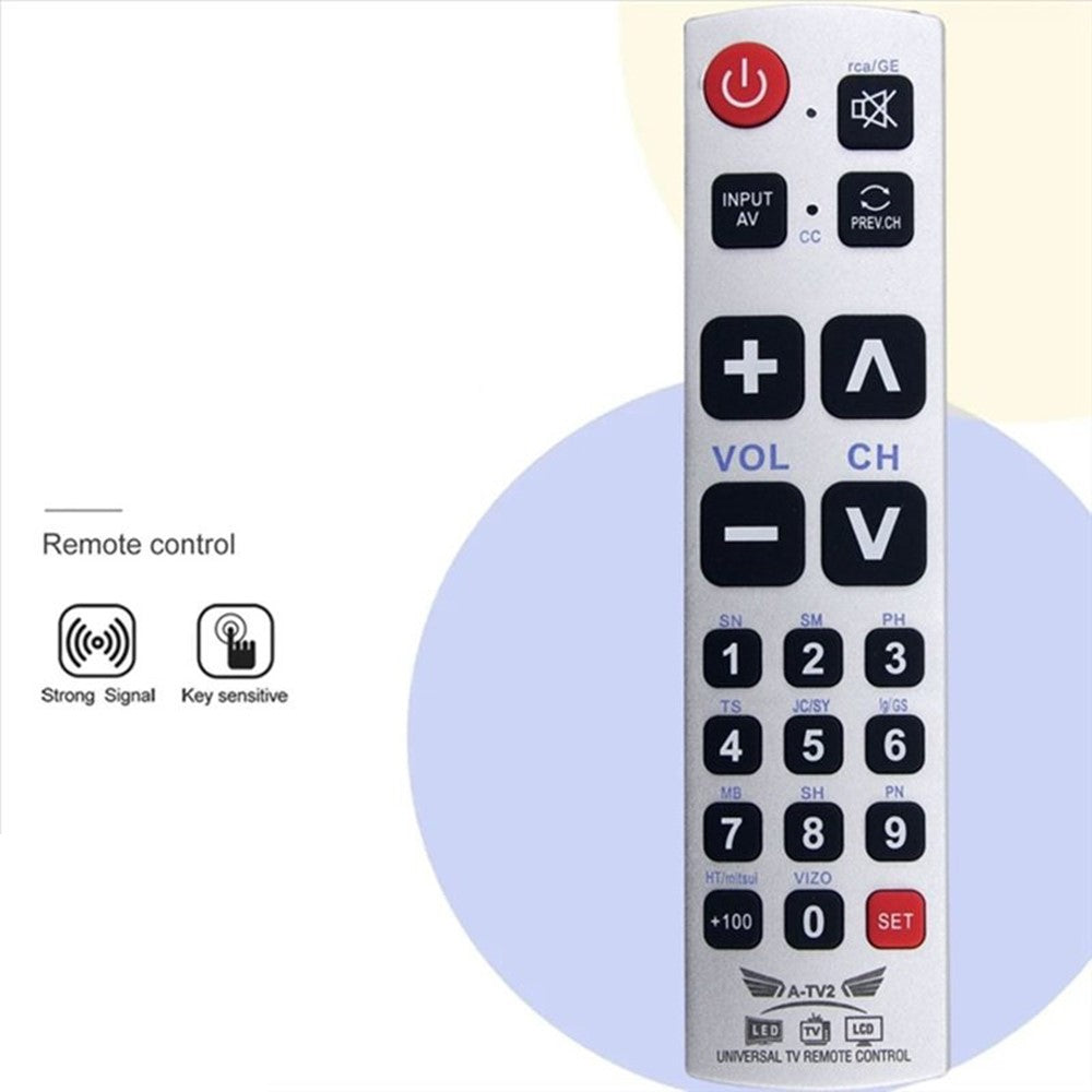 A-TV2 Universal Remote Control for Philips / Panasonic / Samsung / LG / Sharp TV Large Button Infrared Controller