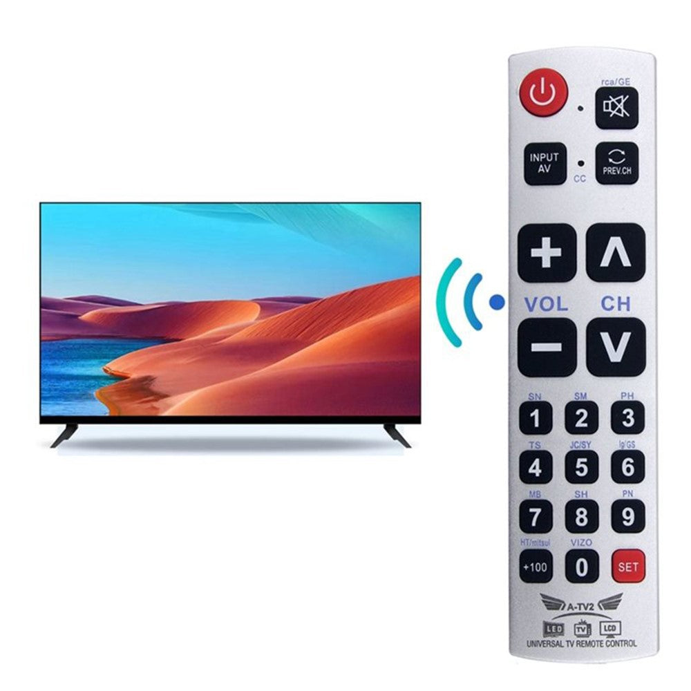 A-TV2 Universal Remote Control for Philips / Panasonic / Samsung / LG / Sharp TV Large Button Infrared Controller