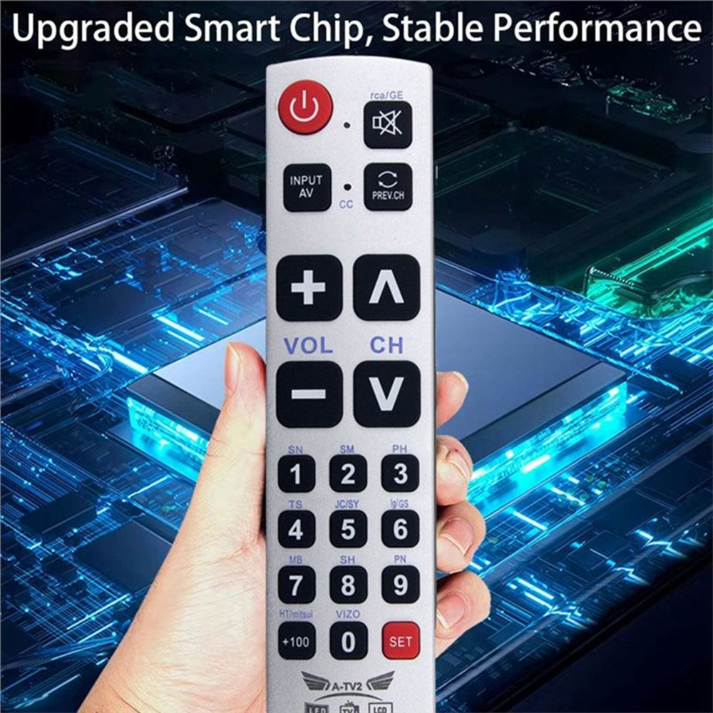 A-TV2 Universal Remote Control for Philips / Panasonic / Samsung / LG / Sharp TV Large Button Infrared Controller