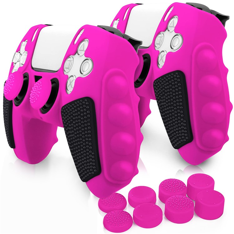 For Sony PlayStation 5 Controller Silicone Case with 8 Joy-Stick Caps Color Matching Protective Cove