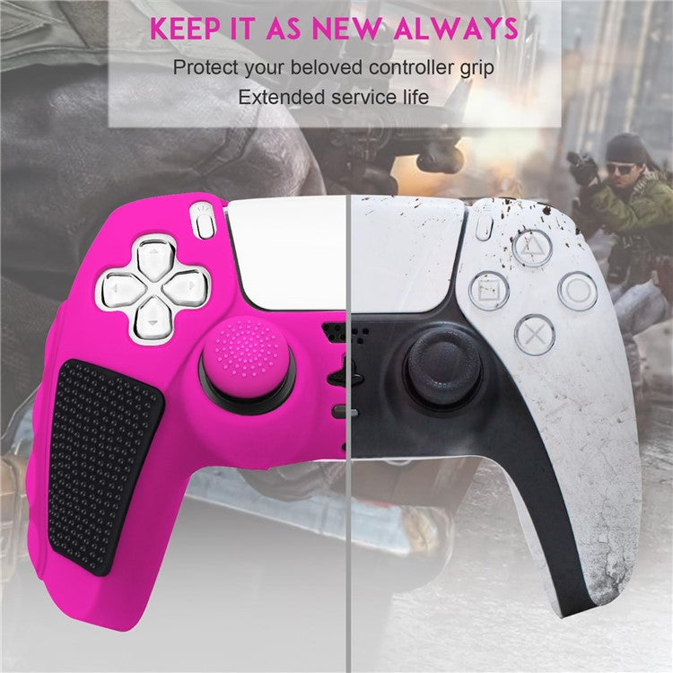 For Sony PlayStation 5 Controller Silicone Case with 8 Joy-Stick Caps Color Matching Protective Cove
