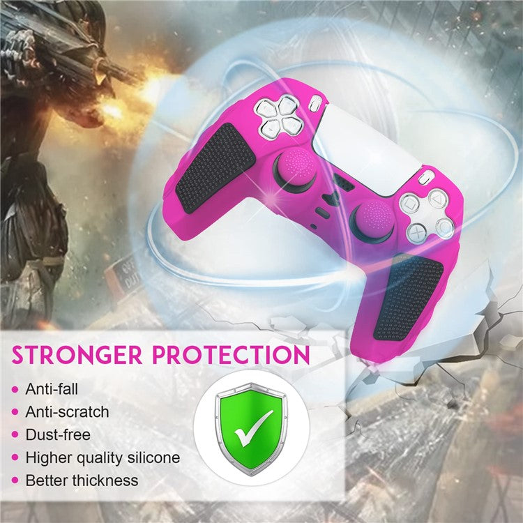 For Sony PlayStation 5 Controller Silicone Case with 8 Joy-Stick Caps Color Matching Protective Cove