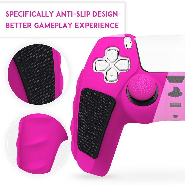For Sony PlayStation 5 Controller Silicone Case with 8 Joy-Stick Caps Color Matching Protective Cove