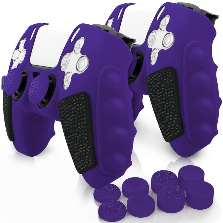 For Sony PlayStation 5 Controller Silicone Case with 8 Joy-Stick Caps Color Matching Protective Cove