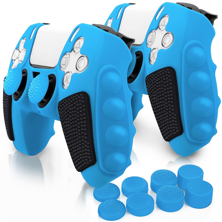 For Sony PlayStation 5 Controller Silicone Case with 8 Joy-Stick Caps Color Matching Protective Cove