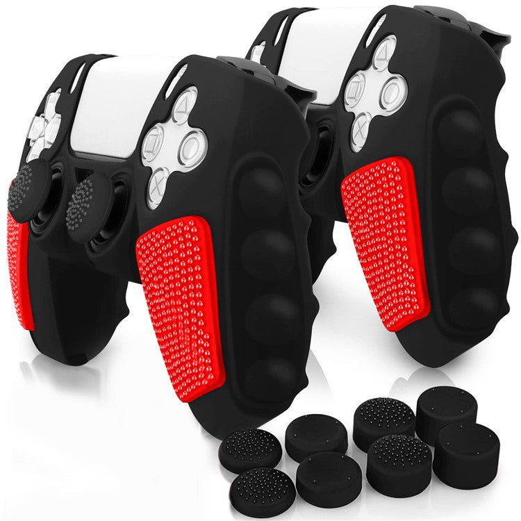 For Sony PlayStation 5 Controller Silicone Case with 8 Joy-Stick Caps Color Matching Protective Cove