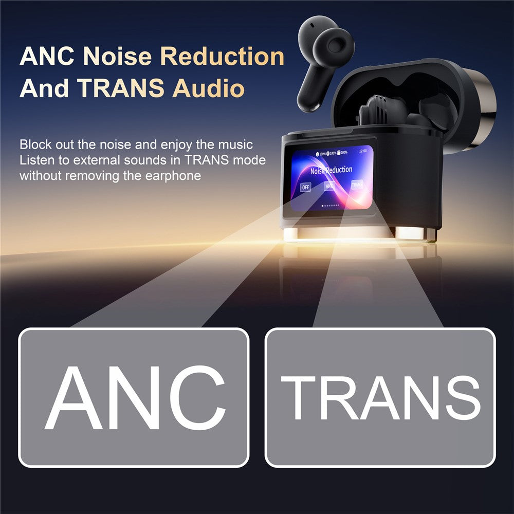 BD2 Smart Digital Display Touch Screen Wireless Bluetooth-compatible Headset ANC+ENC Noise Cancelling