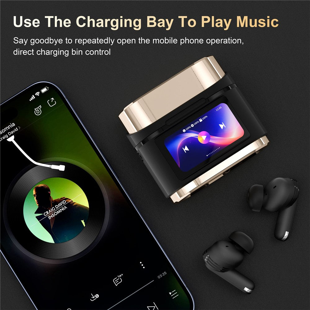 BD2 Smart Digital Display Touch Screen Wireless Bluetooth-compatible Headset ANC+ENC Noise Cancelling