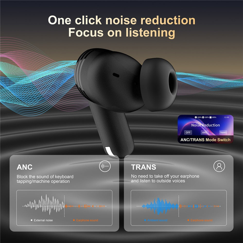 BD2 Smart Digital Display Touch Screen Wireless Bluetooth-compatible Headset ANC+ENC Noise Cancelling