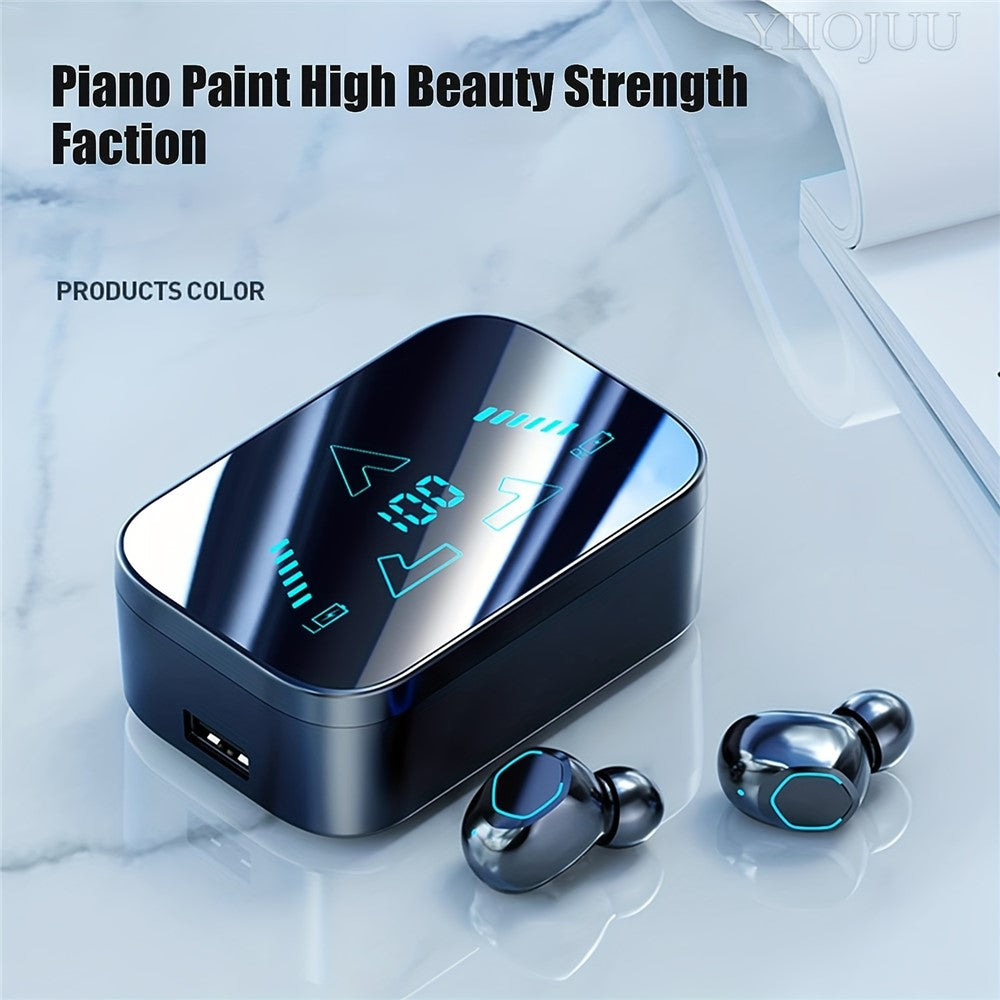 M48 Bluetooth-compatible Earphones Noise Reduction Gaming Wireless Earbuds with Digital Display Sliding Charging Case
