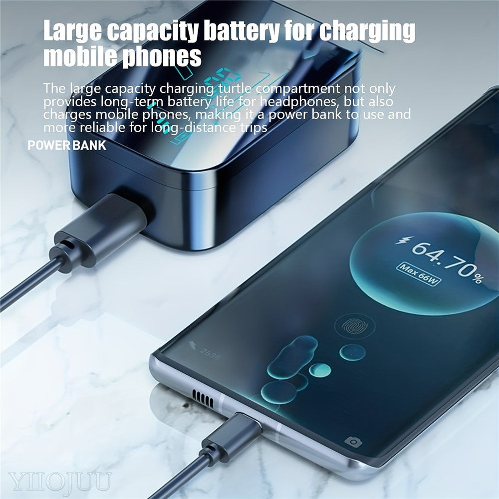 M48 Bluetooth-compatible Earphones Noise Reduction Gaming Wireless Earbuds with Digital Display Sliding Charging Case