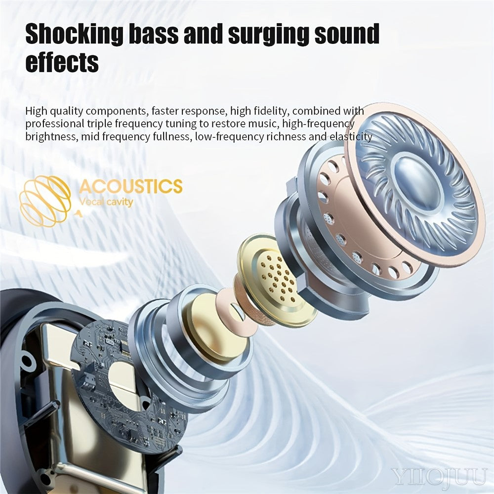 M48 Bluetooth-compatible Earphones Noise Reduction Gaming Wireless Earbuds with Digital Display Sliding Charging Case