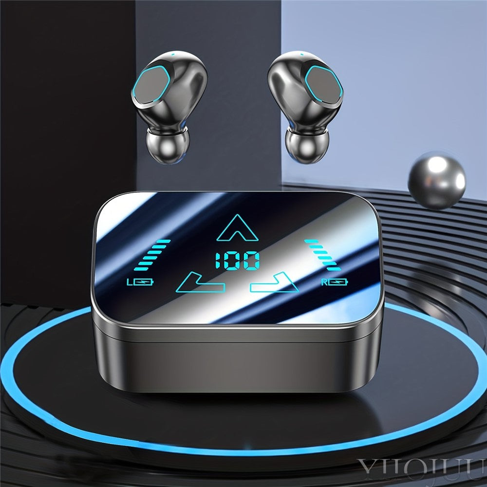 M48 Bluetooth-compatible Earphones Noise Reduction Gaming Wireless Earbuds with Digital Display Sliding Charging Case