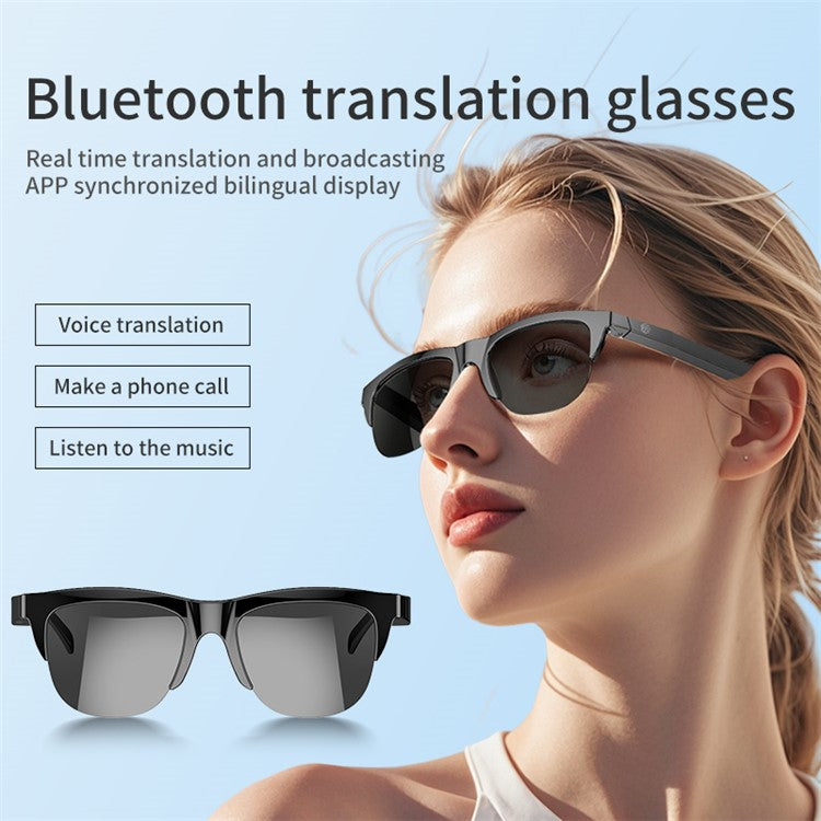 F06 144 Språk Smart AI-översättning Bluetooth-kompatibla glasögon Anti UV-solglasögon med hörlurar