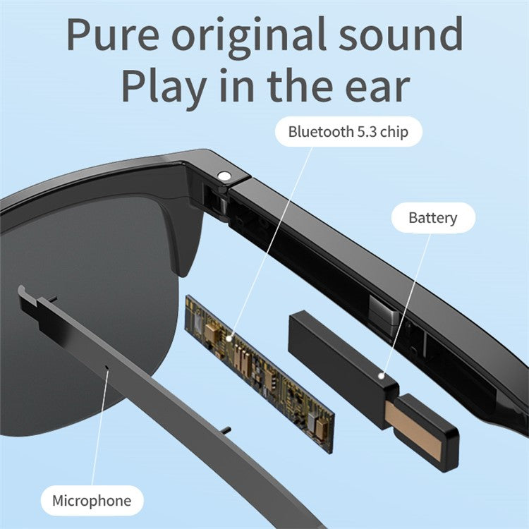 F06 144 Språk Smart AI-översättning Bluetooth-kompatibla glasögon Anti UV-solglasögon med hörlurar