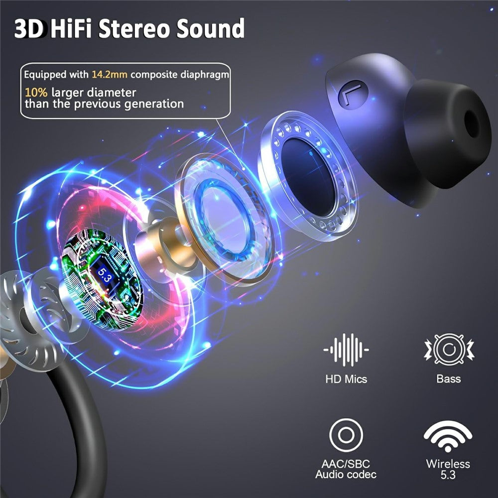 Q38 1 Pair Ear-Hook In-Ear Earphones Noise Cancelling Stereo Headphones Wireless Earbuds