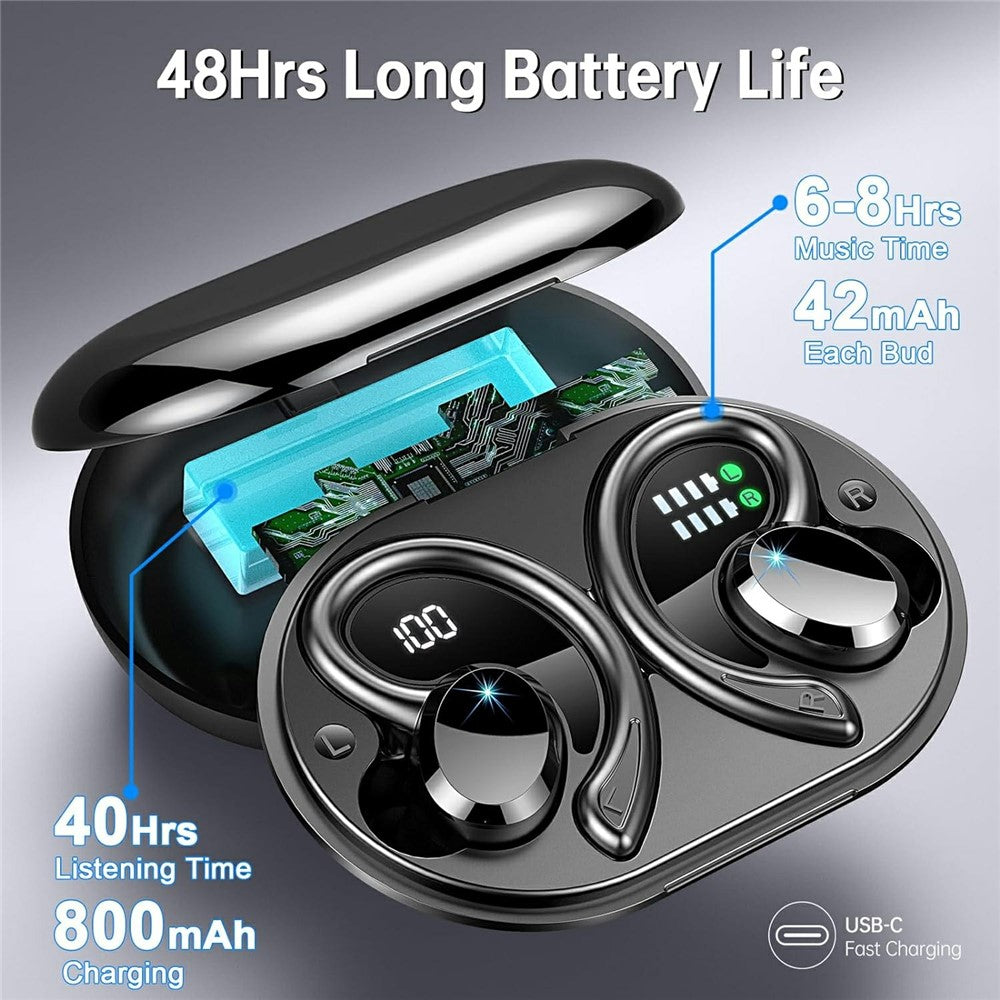 Q38 1 Pair Ear-Hook In-Ear Earphones Noise Cancelling Stereo Headphones Wireless Earbuds