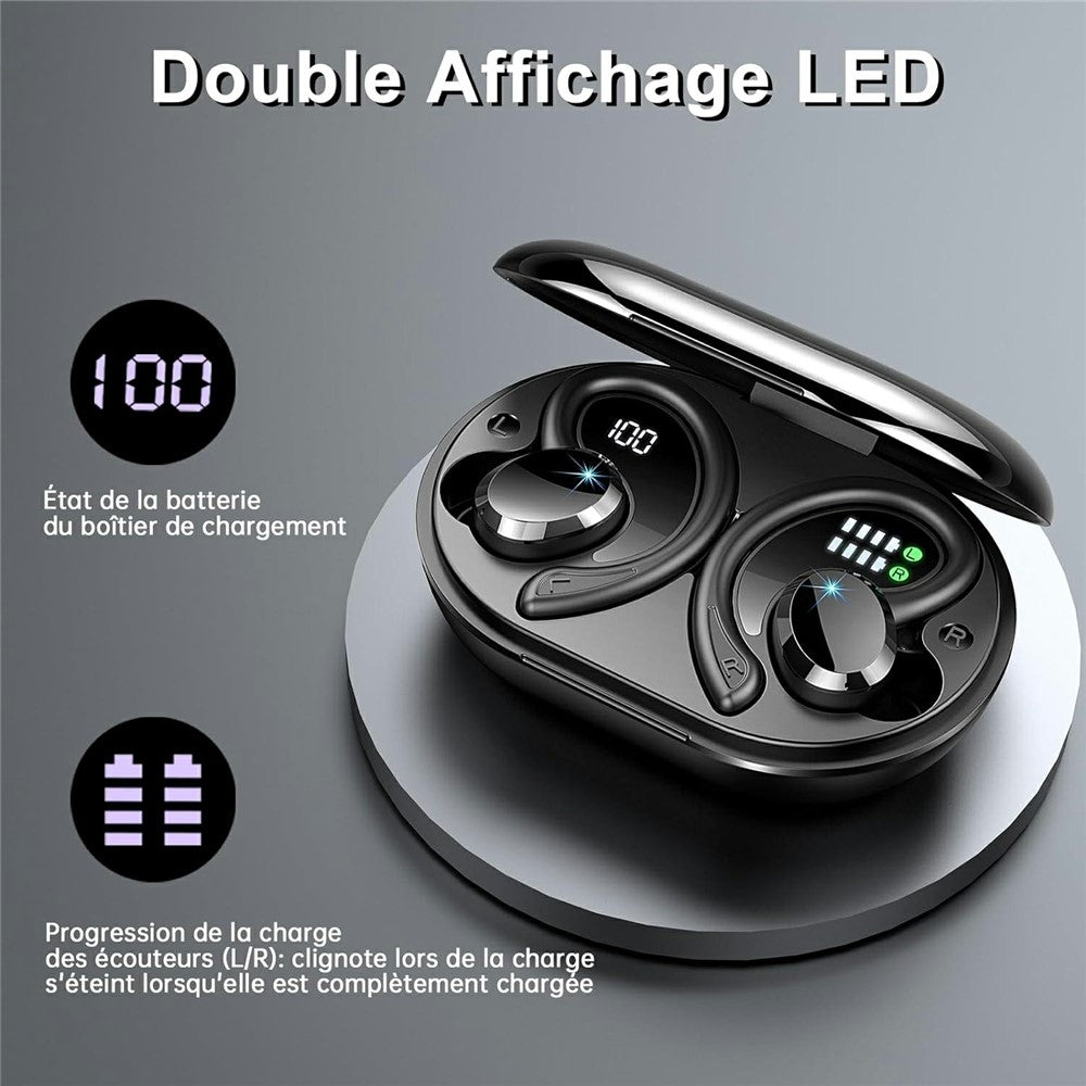 Q38 1 Pair Ear-Hook In-Ear Earphones Noise Cancelling Stereo Headphones Wireless Earbuds