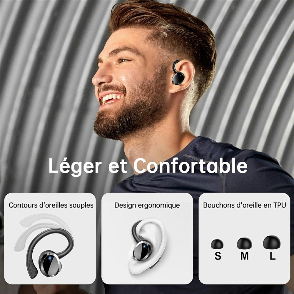 Q38 1 Pair Ear-Hook In-Ear Earphones Noise Cancelling Stereo Headphones Wireless Earbuds