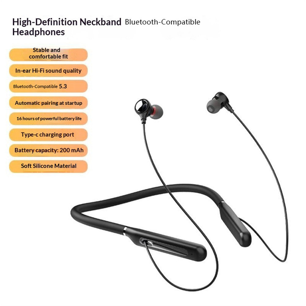 LDNIO N02 Neckband Bluetooth-compatible 5.3 Semi-In-Ear Earphones 10mm Driver 200mAh 16H Playtime Headset for Sports