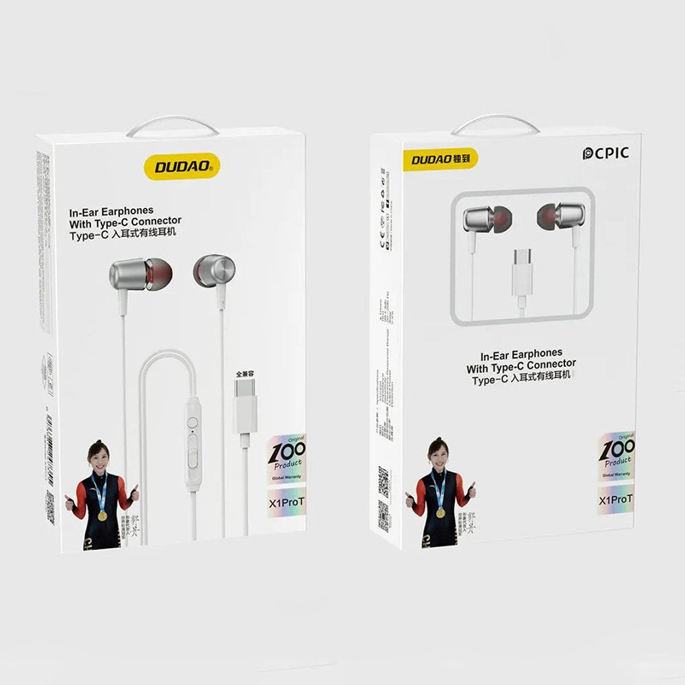 DUDAO X1ProT Type-C Wired In-Ear Earphones HiFi Sound Headphones for iPhone Huawei
