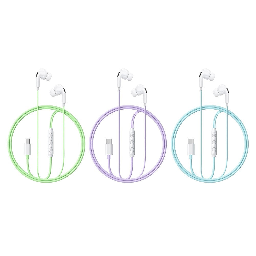 WEKOME YB13 Macaron Series Type-C Wired Earphone 10mm HiFi Sound In-Ear Headphone for Music Calls
