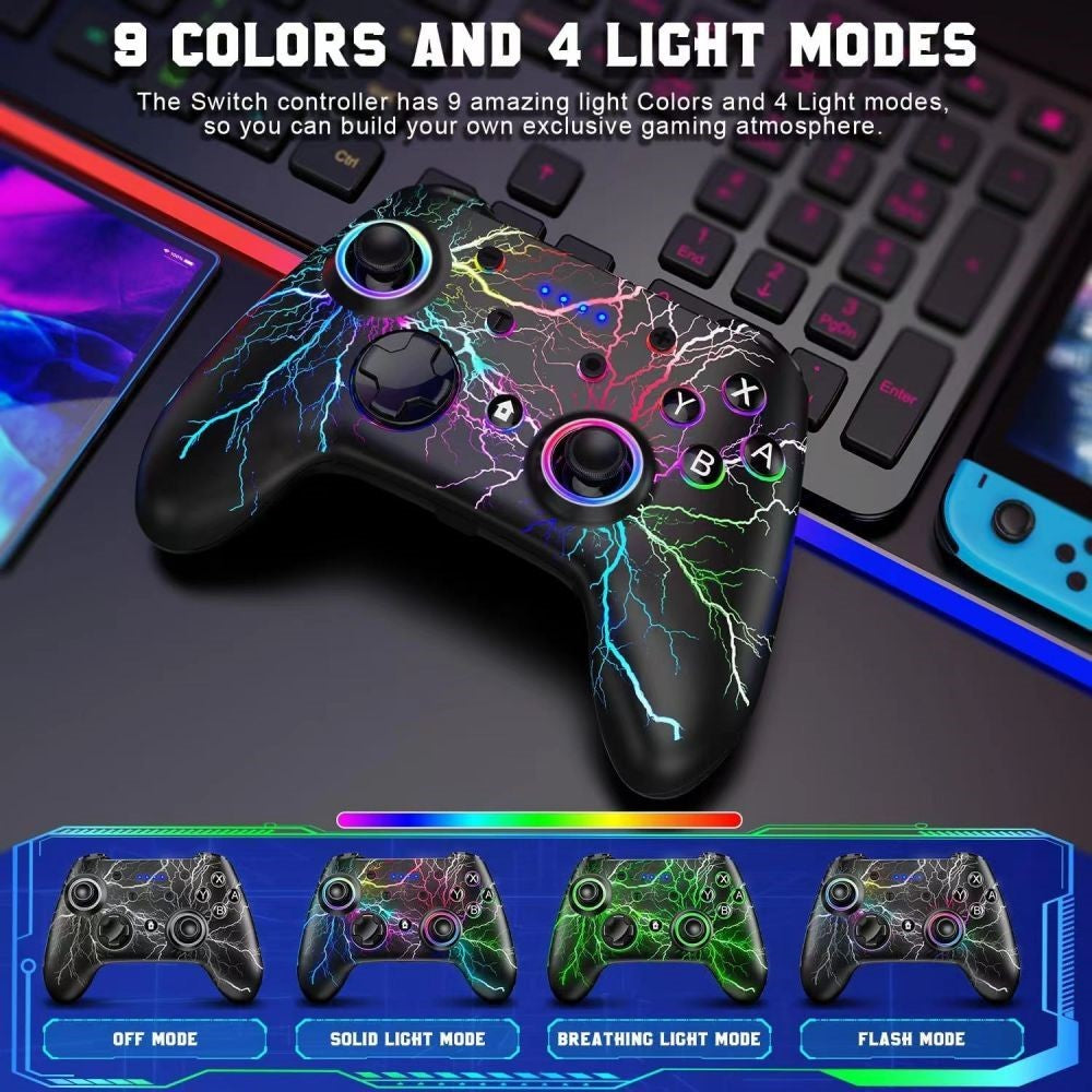 CX-270L Wireless Game Controller Six-Axis Gyroscope Vibration Bluetooth-Compatible Colorful Light Gamepad