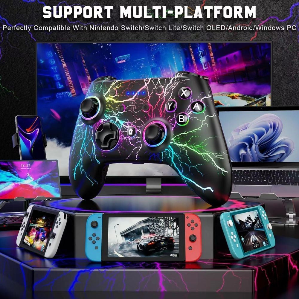 CX-270L Wireless Game Controller Six-Axis Gyroscope Vibration Bluetooth-Compatible Colorful Light Gamepad