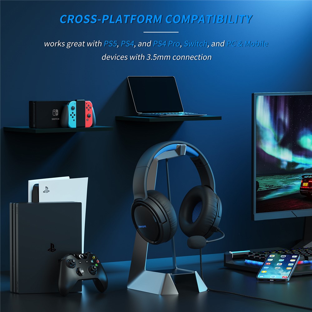 BINNUNE BG02 Gaming Headset 3.5mm Wired Headphones with Microphone For PC  /  Laptop  /  Desktop