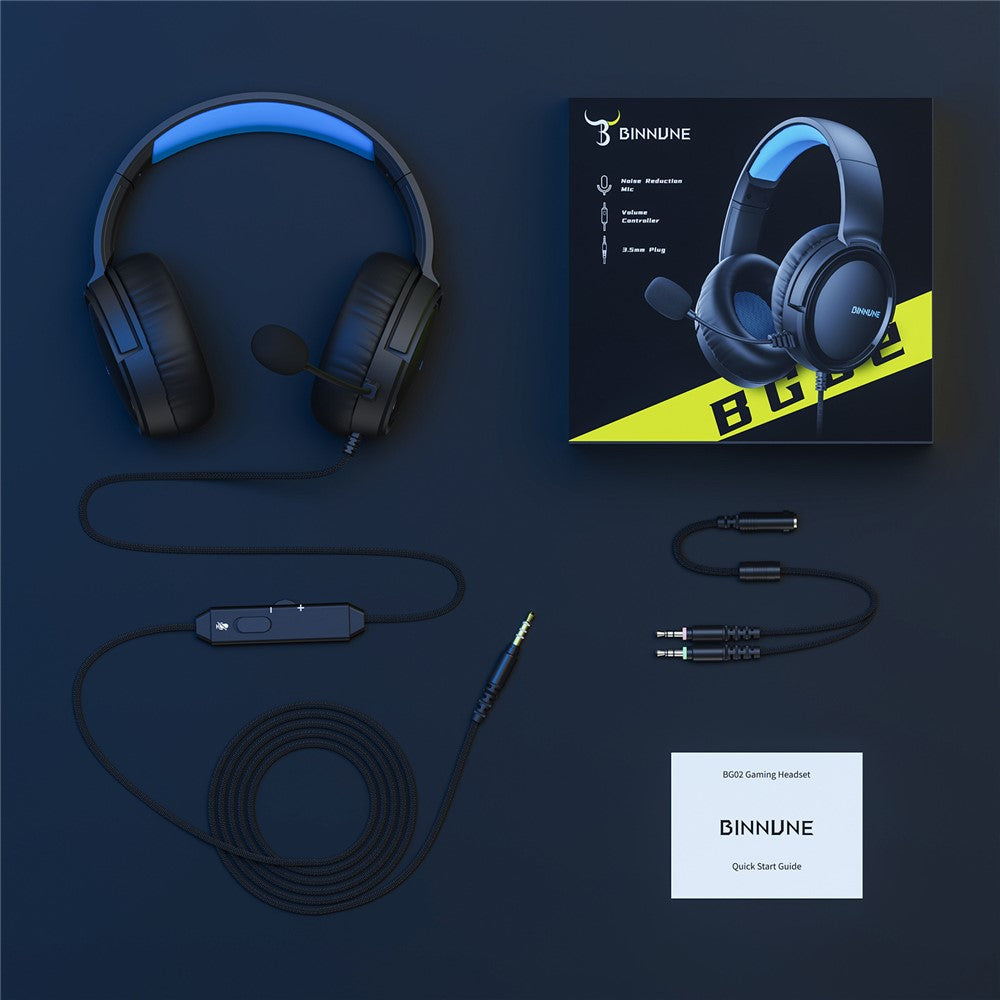 BINNUNE BG02 Gaming Headset 3.5mm Wired Headphones with Microphone For PC  /  Laptop  /  Desktop